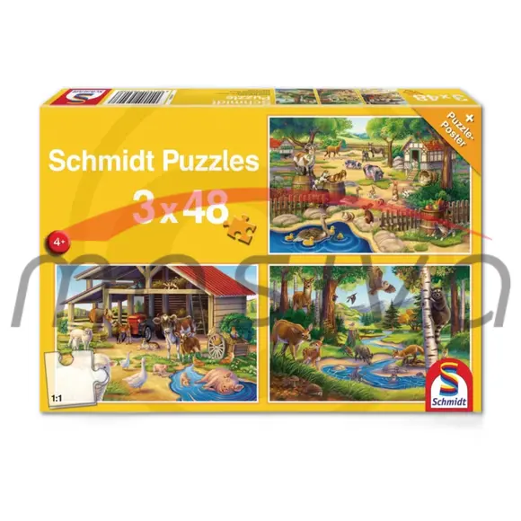IGRAČKA PUZZLE ŽIVOTINJE 3X48 KOM-0