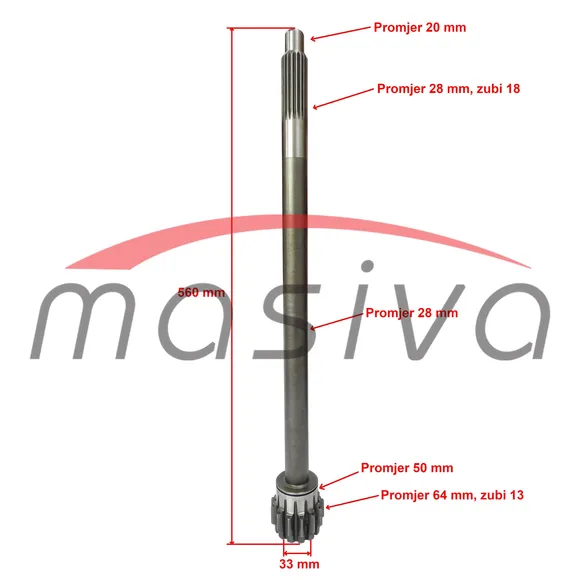 OSOVINA ZETOR-5211-5245-4320-6340-6945  Z=13/18    6711-1901-1