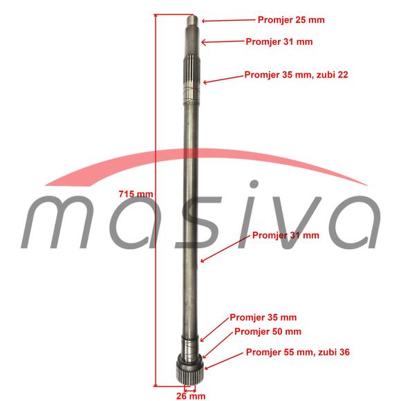 OSOVINA ZETOR-5011-7041-5211-7745-3520-7340-3321-5911 MJENJAČA Z=22/36 6711-1999-1