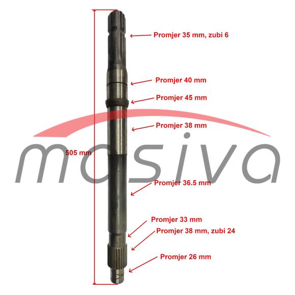 VRATILO IZLAZNO ZETOR STARA TIPA 3711-1921 L=510mm    MASIVA-1