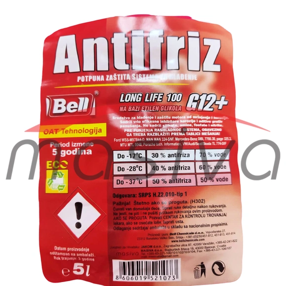 ANTIFRIZ BELL 100% G 12 - CRVENI   5/1 l KONCENTRAT-1