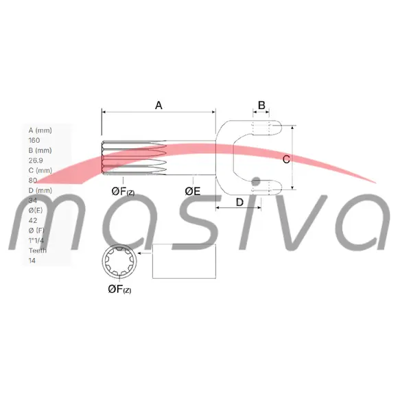 POLUOSOVINA PREDNJE VUČE FIAT,CNH, DESNA VANJSKA KRIŽ 27X81,7-0