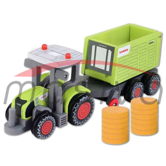 IGRAČKA TRAKTOR CLAAS AXION 870 + PRIKOLICA + BALE DRVENA HAPPY PEOPLE-0