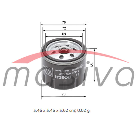 FILTER ULJA DACIA DUSTER, DUSTER/SUV, LODGY, LOGAN, LOGAN EXPRESS, LOGAN II, LOG-1