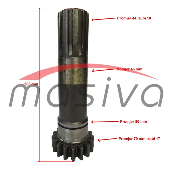 SPOJNIČKA OSOVINA ŠUPLJA DRUGOG STEPENA 10 BRZINA IMT-545/549/565/569  Z=17-1