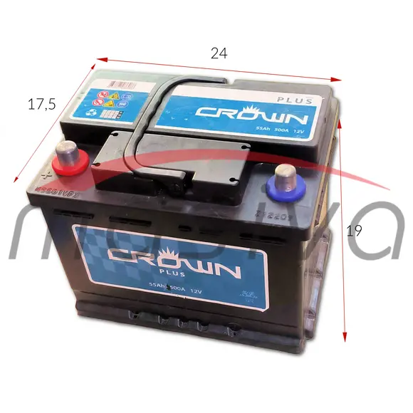 AKUMULATOR 12V 55 Ah 480 A, CROWN LIJEVI PLUS-1