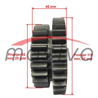 ZUPČANIK ZETOR PRVE I DRUGE BRZINE 3011/5011  Z= 25/31  MASIVA-3