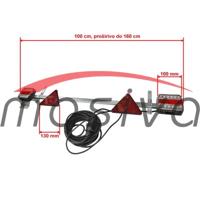 SIGNALIZACIJA LED ZA PRIKOLICU NA NOSAČU PODESIVA 1,1-1,6 M KABAO 10m CRVENO-BIJ-1