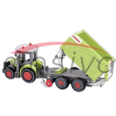 IGRAČKA TRAKTOR CLAAS AXION 870 + PRIKOLICA + BALE DRVENA HAPPY PEOPLE
