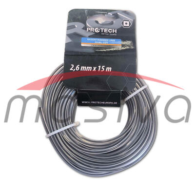 FLAKS NIT ZA TRIMER 2,6 mm, 15 m, KOCKASTI DUAL CUT