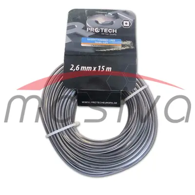 FLAKS NIT ZA TRIMER 2,6 mm, 15 m, KOCKASTI DUAL CUT-0