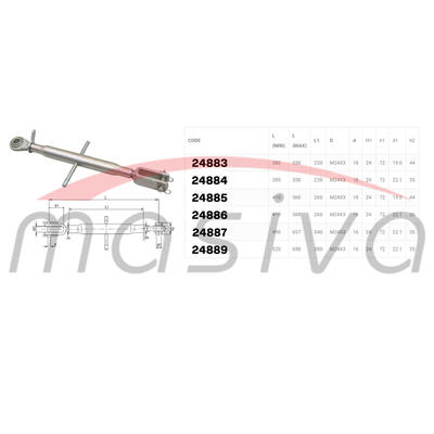 REGULATOR VISINE M24x3  L=490min-640max  OKO 22mm-U 24mm-0