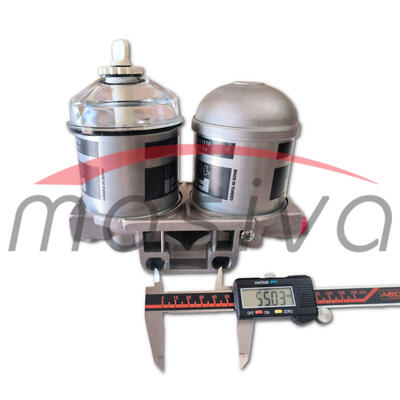 NOSAČ FILTERA GORIVA KOMPLETNI DUPLI SA ALUMINISKOM I STAKLENOM ČAŠICOM IMT-539-4