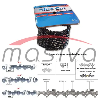 LANAC ZA MOTORNU PILU U ROLI 3/8-1,5mm-100R BLUE CUT (1 ZUB)