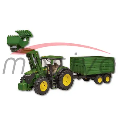 IGRAČKA TRAKTOR JOHN DEERE 7R S PRIKOLICOM I PREDNJIM UTOVARIVAČEM