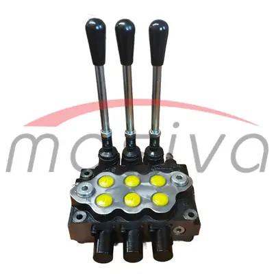RAZVODNIK HIDRAULIKE DVORADNI TRI RUČICE 1/2" - 3/8" PROTOK 45 L/MIN