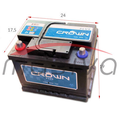 AKUMULATOR 12V 55 Ah 480 A, CROWN LIJEVI PLUS-1